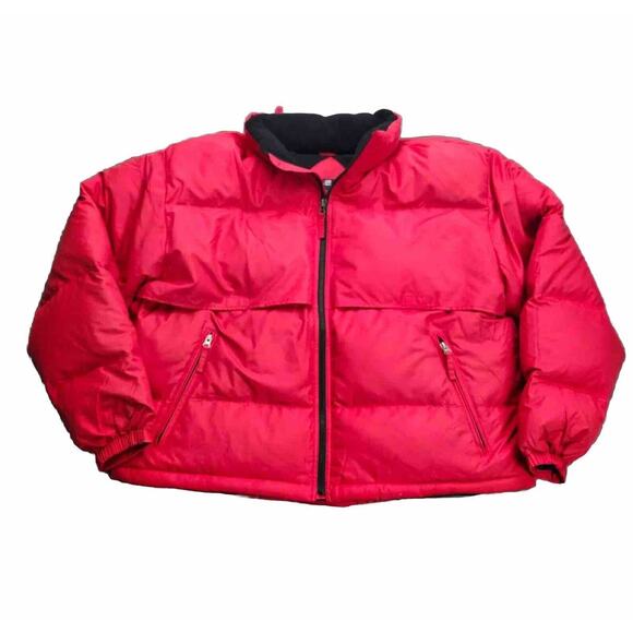 SPORTS MASTER Mens XL Red Puffer Jacket with hidden hood - Picture 2 of 12
